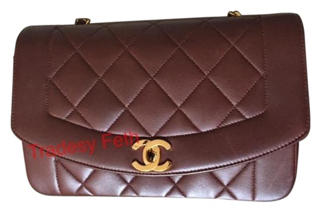Chanel Shoulder Diana Vintage Flap Brown Lambskin Leather Cross Body Bag 
