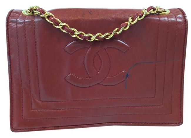 Chanel Shoulder Vintage Flap Dark Red Leather Cross Body Bag 