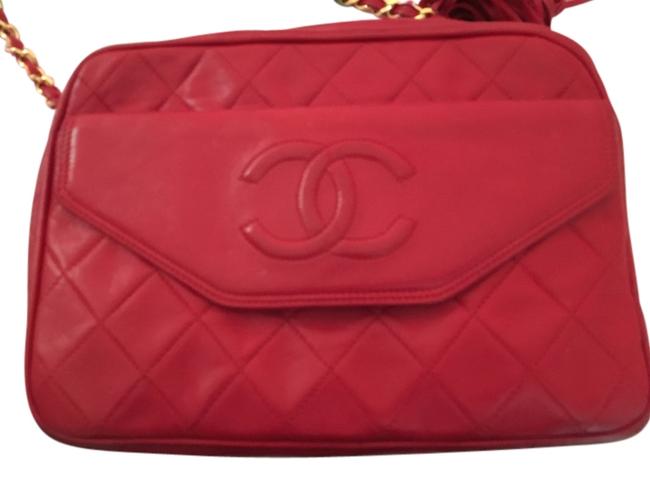 Chanel Vintage Lipstick Red Leather Cross Body Bag 