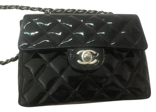 Chanel Vintage Mini Classic Black Patent Leather Cross Body Bag 