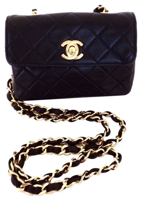 Chanel Vintage Mini Flap Quilted Dark Navy Leather Cross Body Bag 
