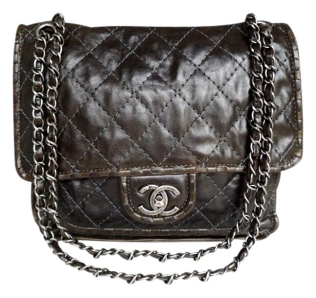 Chanel Vintage Olive Brown Leather Cross Body Bag 