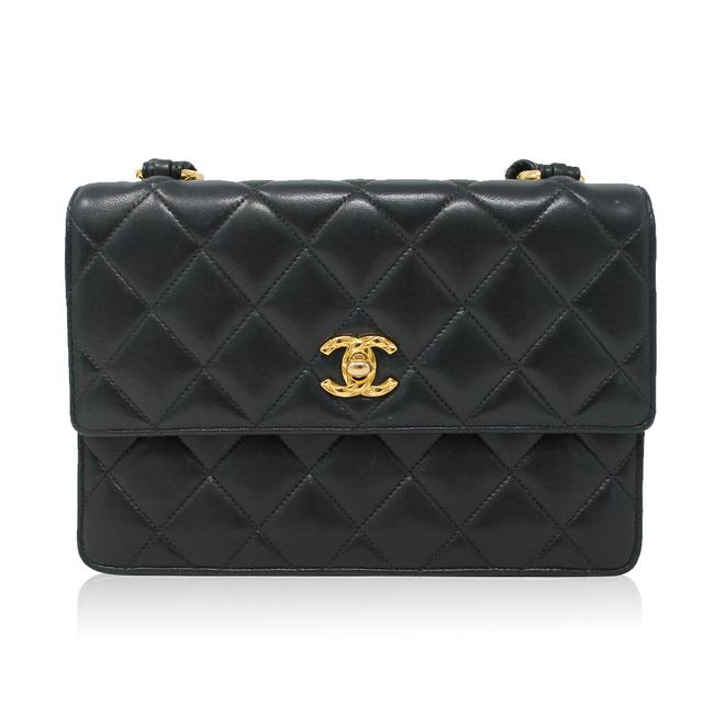 Chanel Vintage Quilted Black Lambskin Cross Body Bag 