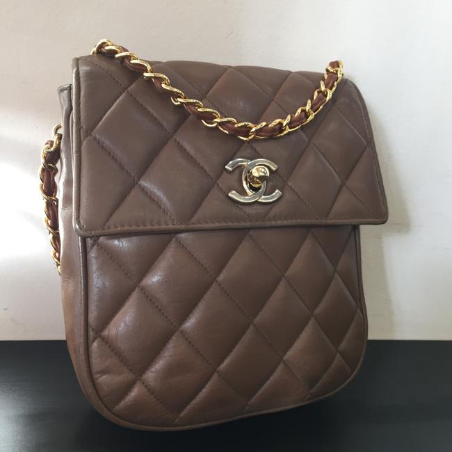 Chanel Vintage Quilted Cc Logo Brown Leather Cross Body Bag 