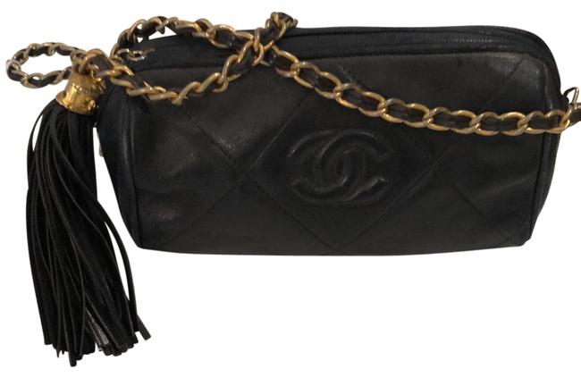 Chanel Vintage Tassel Navy Lambskin Leather Cross Body Bag 