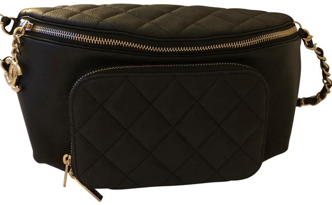 Chanel Belt Waist Belt Black Caviar Leather Cross Body Bag 