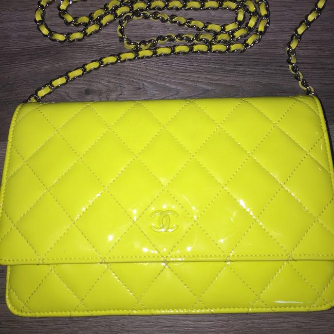 Chanel Waller On Chain Neon Yellow Patent Cross Body Bag 