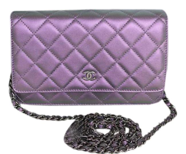 Chanel Wallet On A Chain 2017 Purple Iridescent Lambskin Cross Body Bag 
