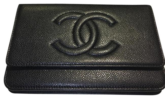 Chanel Wallet On A Chain Black Grained Leather Cross Body Bag 