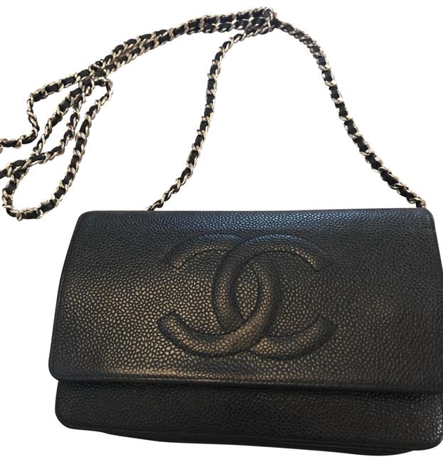 Chanel Wallet On A Chain Style Black Leather Cross Body Bag 