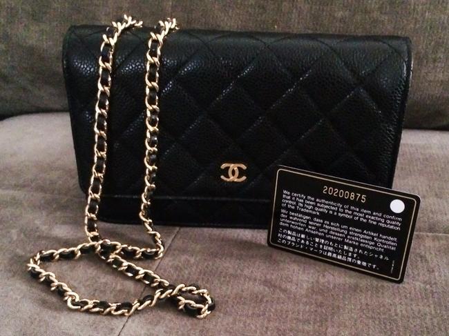 Chanel 2015 Woc Gold Hardware Black Caviar Cross Body Bag 