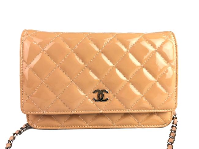 Chanel Wallet on Chain Woc Beige Leather Cross Body Bag 