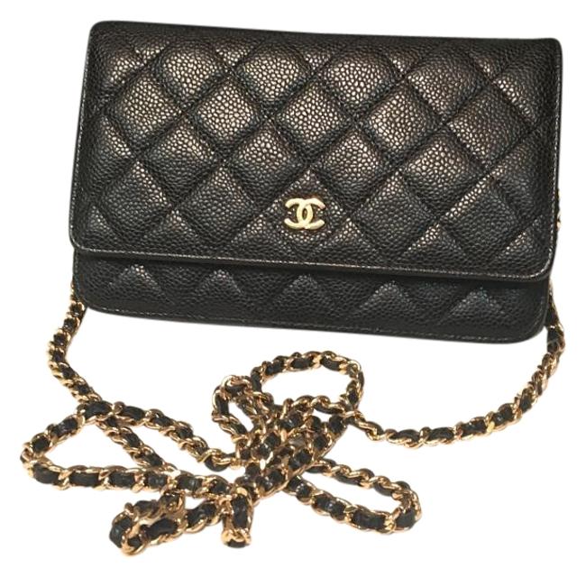 Chanel Wallet on Chain Black Caviar Leather Cross Body Bag 