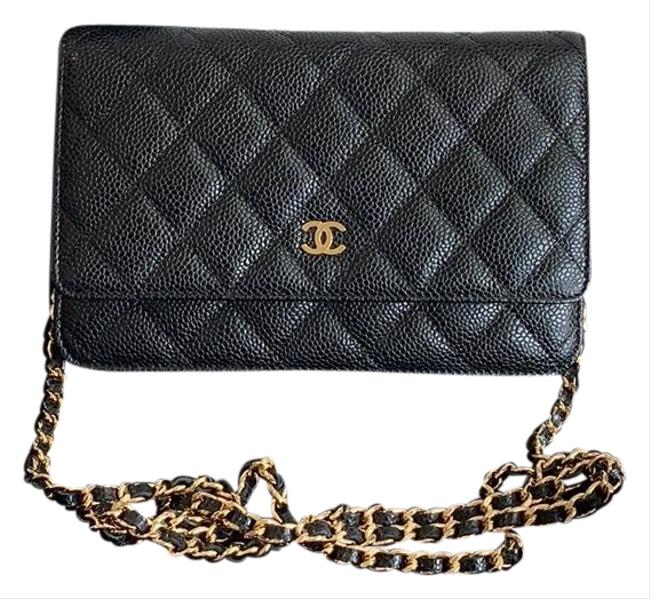 Chanel Wallet on Chain Black Gold Hardware Caviar Leather Cross Body Bag 