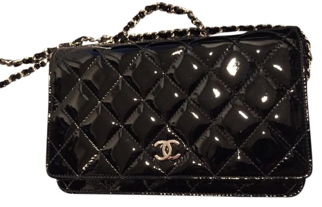 Chanel Wallet on Chain Black Leather and Patent Leather Cross Body Bag 