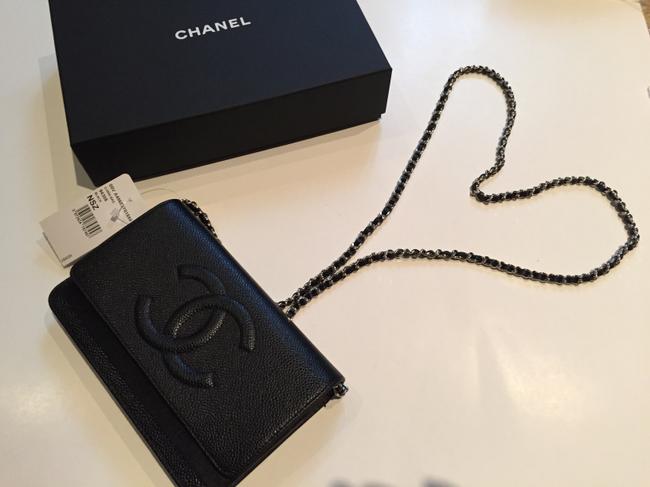 Chanel Woc Black Leather Cross Body Bag 