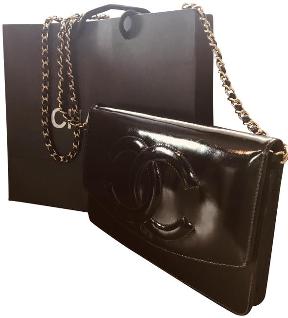 Chanel Wallet on Chain Black Patent Leather Cross Body Bag 