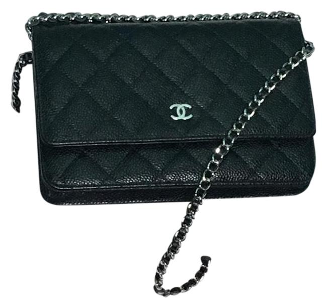 Chanel Woc Black Silver Hdw Caviar Leather Cross Body Bag 