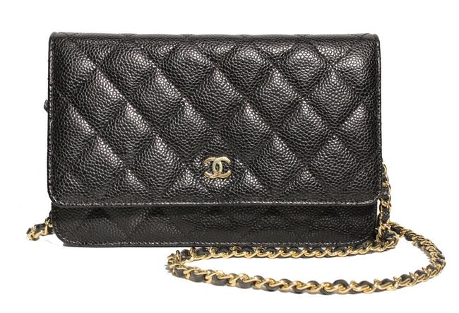 Chanel Wallet on Chain Black with Gold Hardware Caviar Leather Cross Body Bag 
