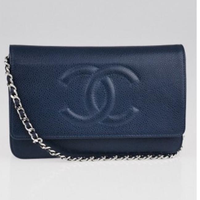 Chanel Woc Blue Caviar Leather Cross Body Bag 