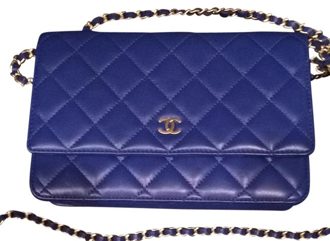 Chanel Wallet on Chain Blue Lambskin Cross Body Bag 