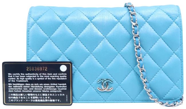 Chanel Wallet on Chain Blue Lambskin Leather Cross Body Bag 