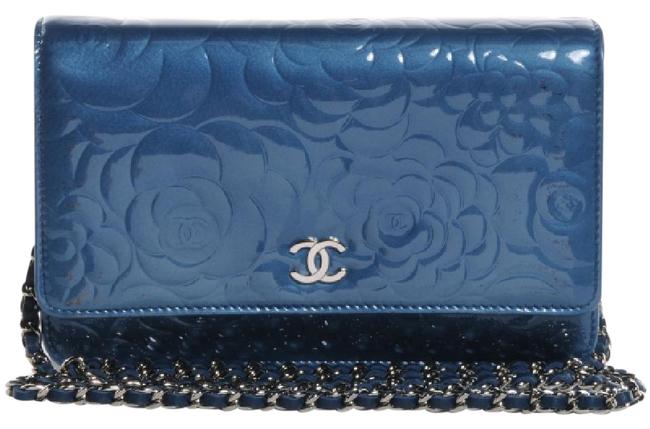 Chanel Wallet on Chain Woc Blue Patent Leather Cross Body Bag 