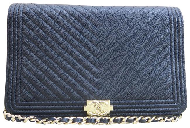 Chanel Wallet on Chain Boy Chevron Black Cavair Cross Body Bag 