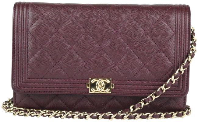 Chanel Wallet on Chain Boy Dark Purple Caviar Cross Body Bag 