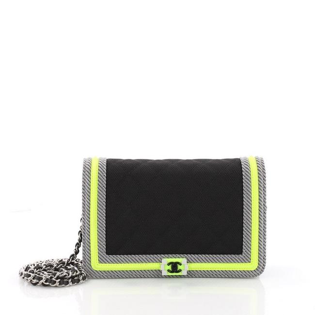 Chanel Boy Wallet on Chain Fluo Quilted Black Canvas Cross Body Bag 