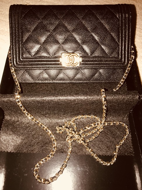 Chanel Wallet on Chain Boy Le Black Caviar Cross Body Bag 