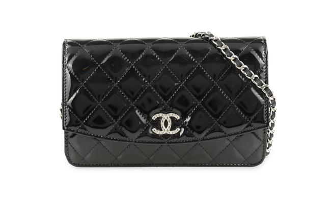 Chanel Wallet on Chain Brilliant Black Patent Leather Cross Body Bag 