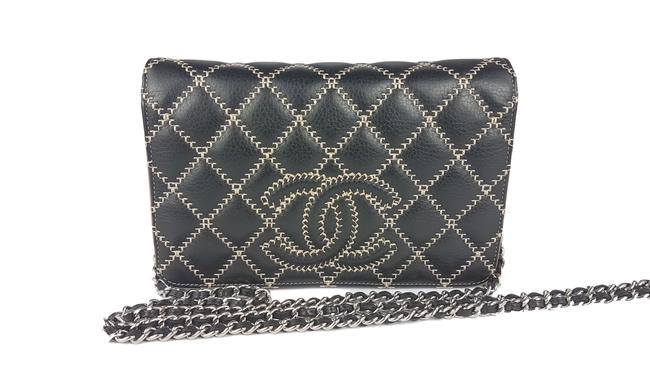 Chanel Calfskin Black Leather Cross Body Bag 