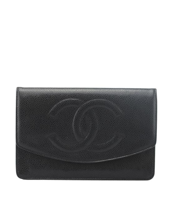 Chanel Wallet on Chain Caviar 138806 Black Leather Cross Body Bag 