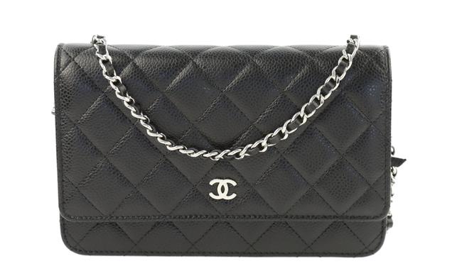 Chanel Wallet on Chain Caviar Flap Black Leather Cross Body Bag 