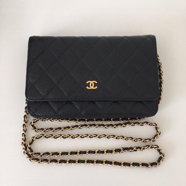 Chanel Black Caviar Gold Hardware Cross Body Bag 