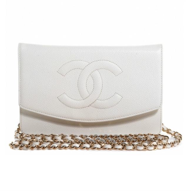 Chanel Wallet on Chain Caviar Timeless Cc Woc White Leather Cross Body Bag 