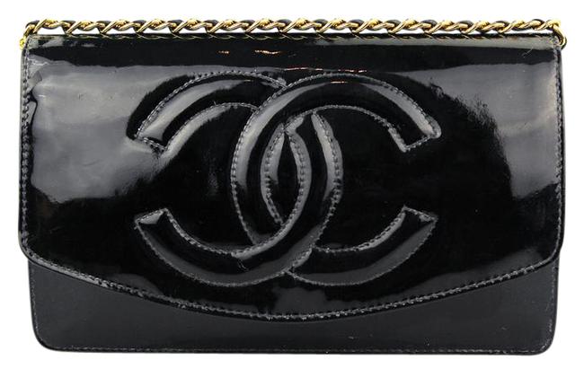 Chanel Wallet on Chain Cc Black Patent Leather Cross Body Bag 