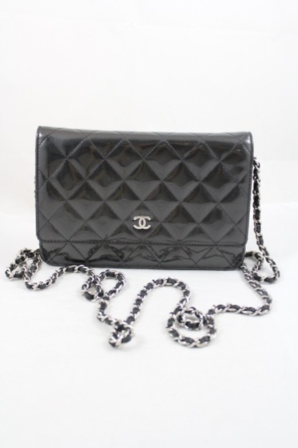 Chanel Woc Charcoal Leather Cross Body Bag 