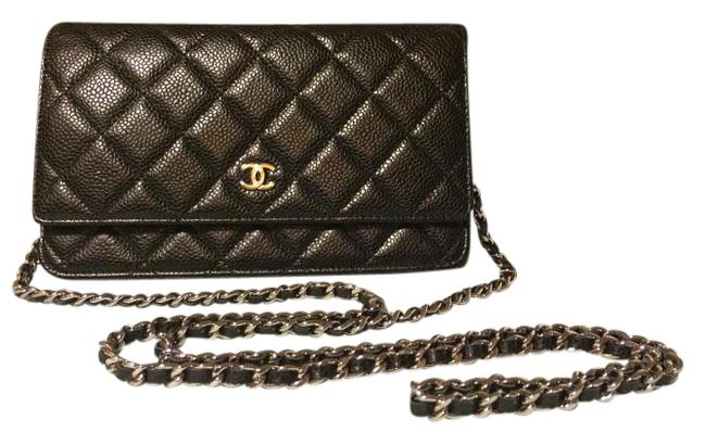 Chanel Classic Black Grained Calfskin Cross Body Bag 