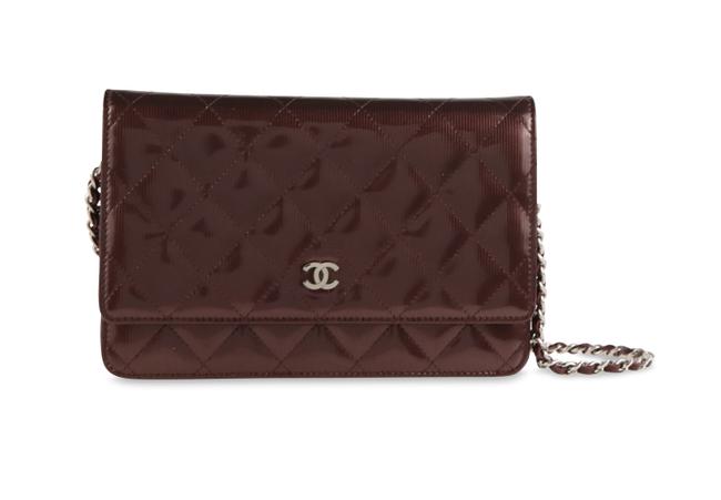 Chanel Wallet on Chain Classic Purple Patent Leather Cross Body Bag 