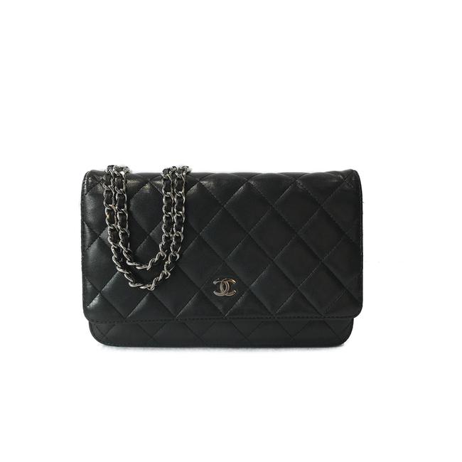 Chanel Wallet on Chain Classic Quilted Black Lambskin Leather Cross Body Bag 