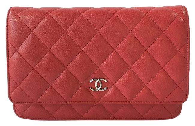 Chanel Wallet on Chain Classic Quilted Woc Red Caviar Leather Cross Body Bag 