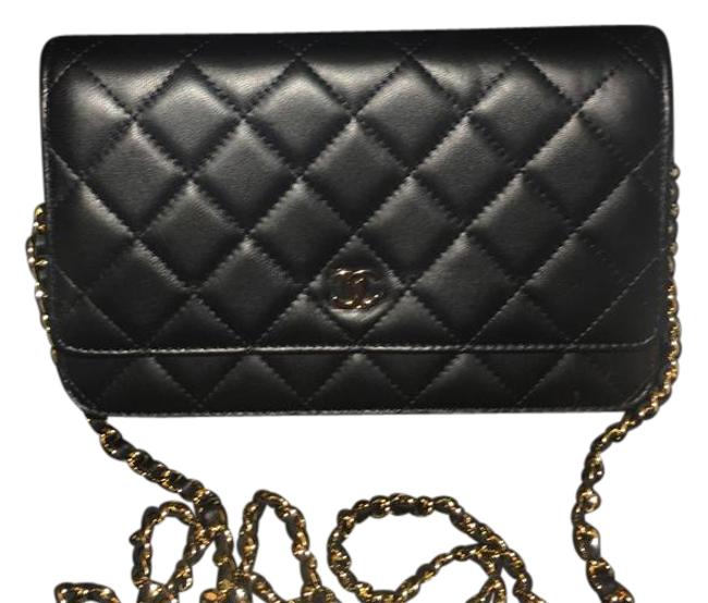 Chanel Wallet on Chain Classic Quilted Woc Black Lambskin Cross Body Bag 