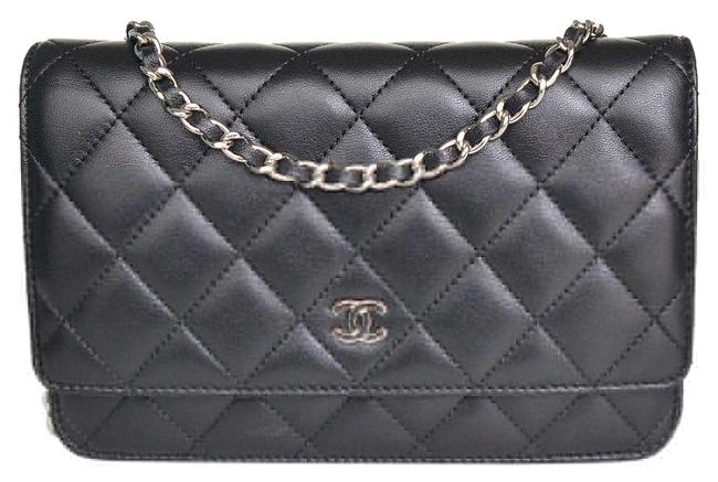 Chanel Wallet on Chain Shoulder Classic Black Lambskin Leather Cross Body Bag 