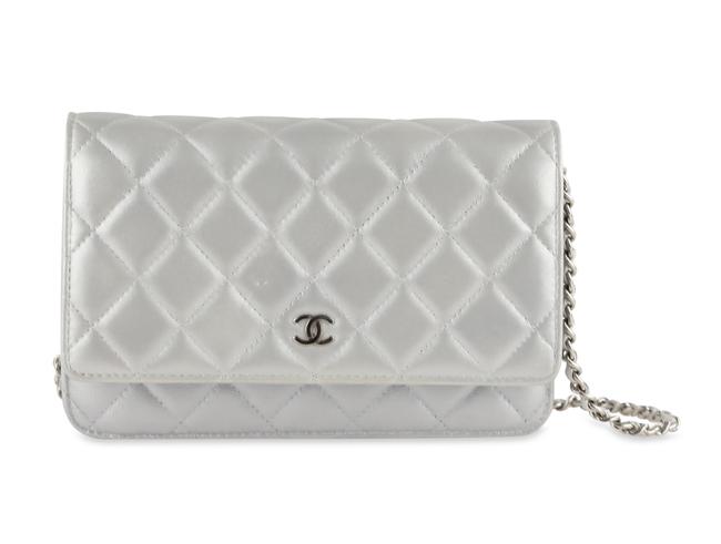 Chanel Wallet on Chain Classic Silver Leather Cross Body Bag 