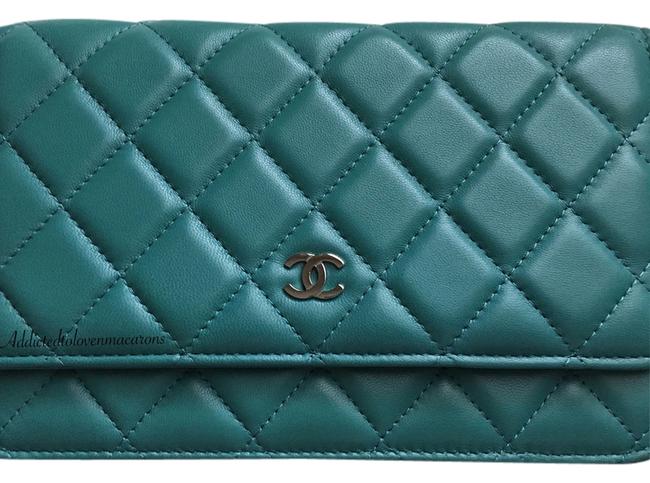 Chanel Wallet on Chain Classic Turquoise Lambskin Cross Body Bag 