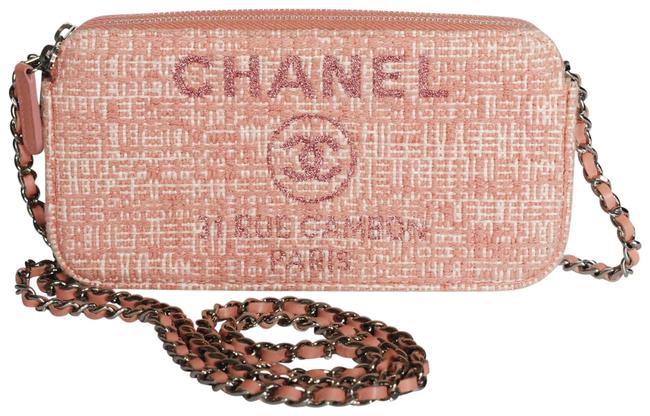 Chanel Wallet on Chain Double Glitter C Pink Tweed Cross Body Bag 