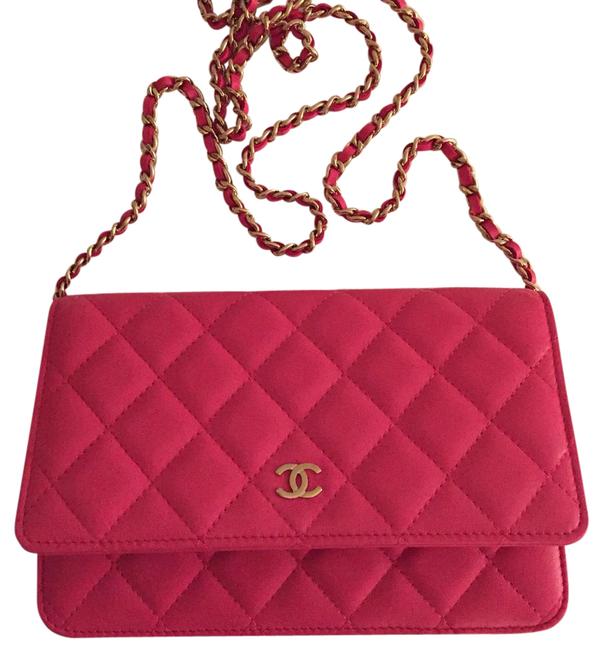 Chanel Wallet on Chain Fuchsia Lambskin Leather Cross Body Bag 