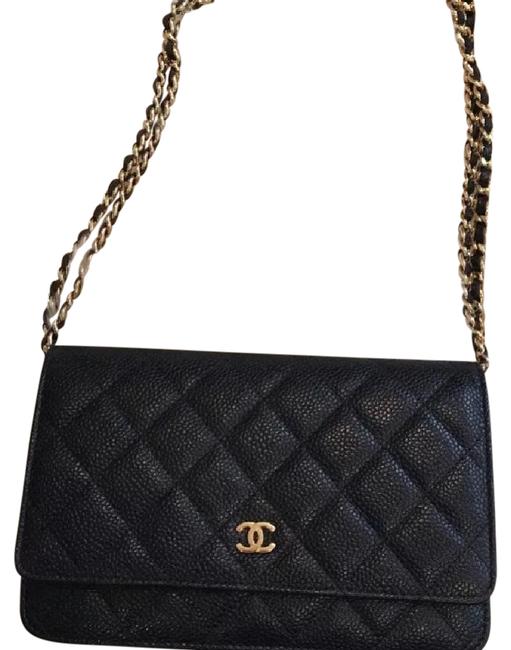 Chanel Woc Gold Black Caviar Cross Body Bag 